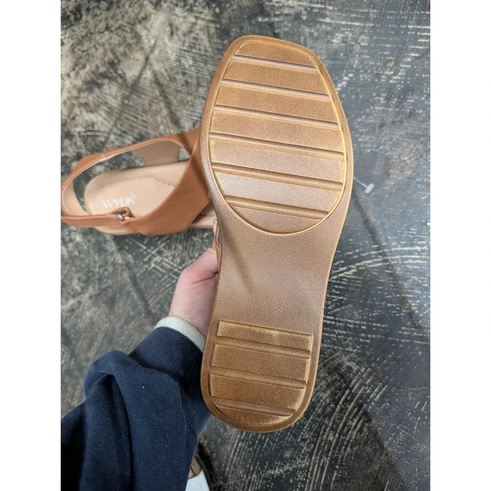 Women's Tan Platform Wedge Sandals wide width
